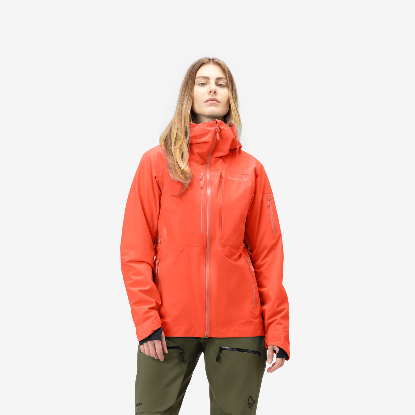 Norrona Lofoten Gore-Tex Jacket - Womens, Orange Alert/Peach Amber, Small,  1039- 